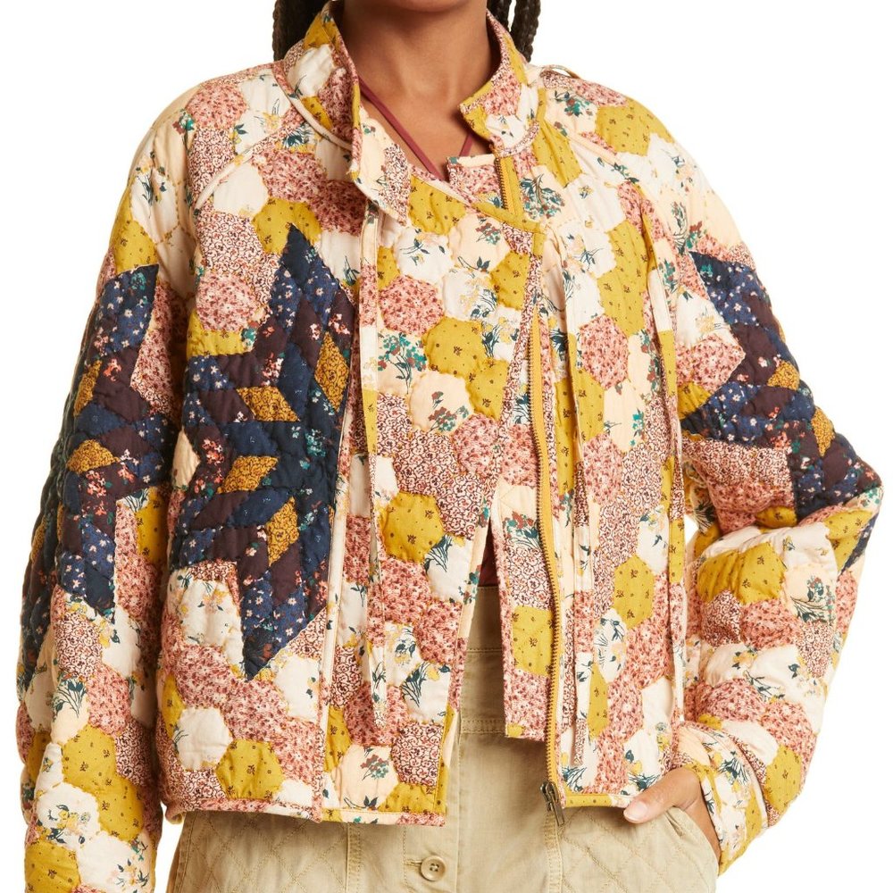 BNWT Ulla Johnson Elettra Patchwork Quilted Cotton Coat - Size Small